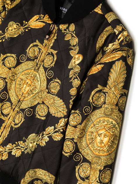 versace baroque print quilted bomber jacket|VERSACE .